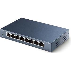 TP-Link TL-SG108, 8-Port 10 100 1000Mbps Desktop Switch, Steel housing, desktop or wall-mounting design