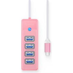 USB-C hub 4-port USB 3.0, 0.15m, pink, ORICO PW4U-C3-015