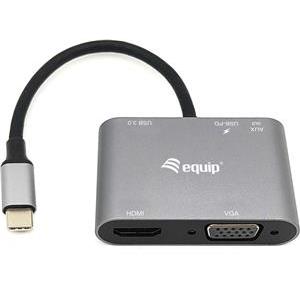 Equip 133483 laptop dock/port replicator Wired USB 3.2 Gen 1 (3.1 Gen 1) Type-C Black, Grey