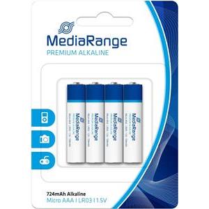 MediaRange Premium Alkaline Batteries, Micro AAA|LR03|1.5V, Pack 4