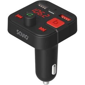 SAVIO FM transmitter, Bluetooth 5.3, QC 3.0 charger, LED display, Bass Boost, TR-15, black