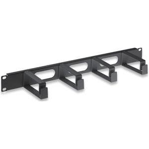 19'' Cable Management Panel, 1U, 4 long plastic rings, Black