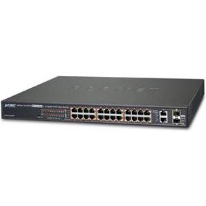 Planet 24-Port 100TX 802.3at PoE 2-Port Gigabit TP SFP Web Smart Switch 220W