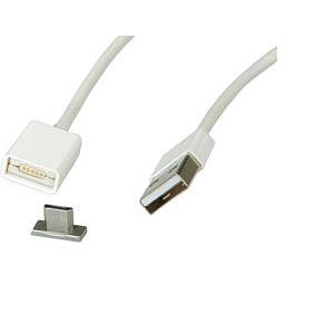 Roline USB2.0 magnetski kabel TIP A(M) na Micro B(M), bijeli, 1.0m