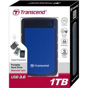 HDD eksterni Transcend StoreJet 25H3, 1TB, USB3.0, Rubber casing, Military-grade shock resistance, Quick Reconnect Button, Blue, TS1TSJ25H3B