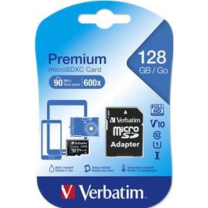 Memorijska kartica Verbatim Micro Secure Digital Premium (XC/UHS1) 128GB Class 10 Card + adapter