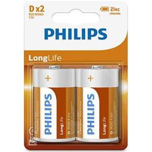 PHILIPS BATTERY D - LONGLIFE BLISTER 2 PCS (LR20)