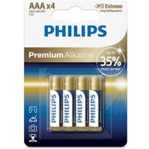 PHILIPS BATTERY AAA - PREMIUM ALKALINE BLISTER 4 PCS (LR3)