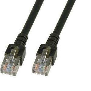 SF/UTP prespojni kabel Cat.5e PVC CCA AWG26, crni, 1,0 m