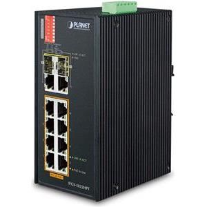 Planet Industrial 8-Port 10 100TX 802.3at PoE 2-Port Gigabit TP SFP Combo Switch