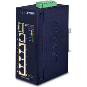 Planet Industrial 6-Port (4x 1G 802.3at PoE RJ45 1x GbE 1x 100 1000X SFP Gigabit Ethernet Switch