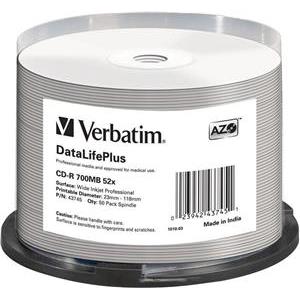 CD-R Verbatim #43745 700MB 52x sp50 wide ink jet printable