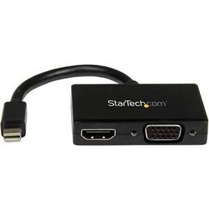 StarTech.com Mini DisplayPort to HDMI and VGA - 2 in 1 Travel Adapter - Mini DisplayPort to VGA Adapter - Mini DP to HDMI Dongle - Monitor Adapter (MDP2HDVGA) - video converter - black