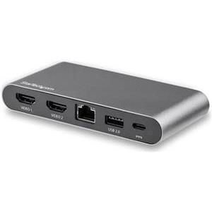 StarTech.com USB C Dock - 4K Dual Monitor HDMI USB-C Docking Station - 100W Power Delivery Passthrough, GbE, 2x USB-A - Multiport Adapter - docking station - USB-C - 2 x HDMI