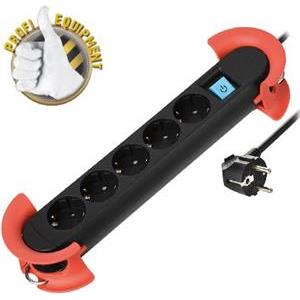 Transmedia 5-way power strip, black, 5m