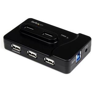 StarTech.com 7 Port USB Hub - 2 x USB 3A, 4 x USB 2A, 1 x Dedicated Charging Port - Multi Port Powered USB Hub with 20W Power Adapter (ST7320USBC) - hub - 6 ports