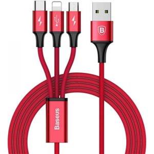 Cable USB BASEUS 3in1 Rapid red, 3A, 1.2M