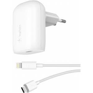 Belkin BOOST CHARGE 30W PD PPS Wall Charger + USB-C Cable with Lightning Connector - White