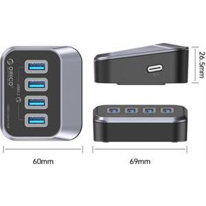 USB-C hub 4-port, 4x USB-A 3.2 Gen1, 5Gbps, black, ORICO M3U3-4A-05