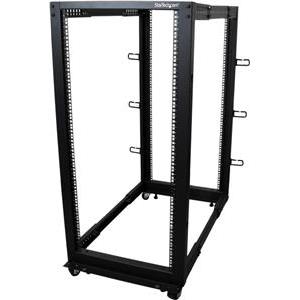 StarTech.com 25U Open Frame Server Rack - 4 Post Adjustable Depth (22 to 40) Network Equipment Rack w/ Casters/ Levelers/ Cable Management (4POSTRACK25U) rack - 25U