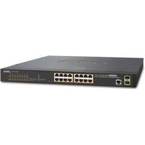 Planet 18-Port Managed Rackmount 802.3at Switch (16x RJ45 Gbe 30W port PoE (220W) 2x 100 1000X SFP