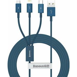 Kabel USB 3w1 Baseus Superior Series, USB do micro USB / USB-C / Lightning, 3.5A, 1.2m (plava)