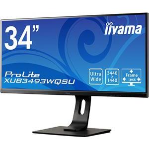 34''/86,4cm (3440x1440) Iiyama 34W LCD Business UWQHD IPS 21:9 4ms HDMI DisplayPort USB 3.0 Height Adj. Stand Speaker