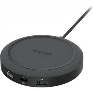 Mophie Universal Wireless Charging Hub - ładowarka do czterech urządzeń, ładowanie bezprzewodowe 10W dodatkowe 3 porty - USB A 12W, USB A 18W, USB C 20W (crna)