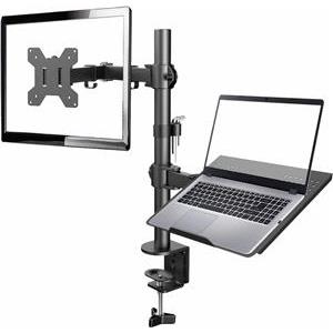 Gembird Adjustable desk mount with monitor arm and notebook tray