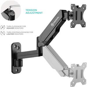 ONKRON TV Monitor Wall Mount Bracket for 13” – 34” Screens Full Motion with Gas Spring, Black