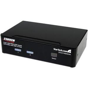 StarTech.com 2 Port USB HDMI KVM Switch with Audio and USB 2.0 Hub - 1080p (1920 x 1200), Hotkey Support - Dual Port Keyboard Video Monitor Switch (SV231HDMIUA) - KVM / audio / USB switch - 2 ports