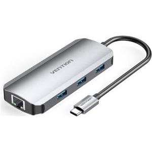 Vention USB-C to HDMI USB 3.0x3 RJ45 PD Docking Station 0,15m