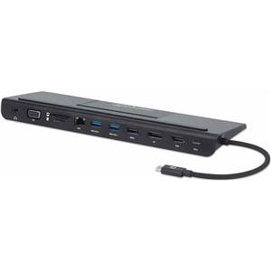 Docking station MANHATTAN, USB-C na HDMI, DisplayPort, D-SUB, RJ45, USB-C, 2x USB 3.0, USB 2.0, za laptop