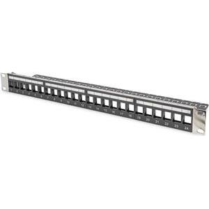 Modular Patch Panel, shielded 24-port, Blank, 1U, Rack Mount, black