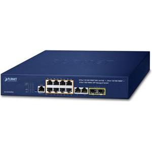 Planet 8-Port 10 100 1000T 802.3at PoE 2-Port 10 100 1000T 2-Port 100 1000X SFP Managed Switch