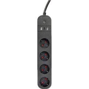 Gembird TSL-PS-S4U-01 Smart power strip 4 AC outlet(s) Type E 1.5 m 3 3680 W Black