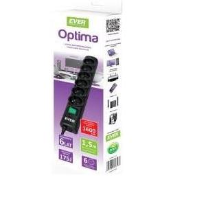 Ever OPTIMA surge protector 1.5 m (6 x UTE; 10 A; black) (T/LZ08-OPT015/0000)