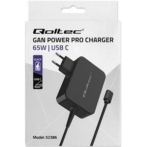 Qoltec 52386 GaN POWER PRO charger | 1xUSB-C | 65W | 5-20V | 3-3.25A | Black