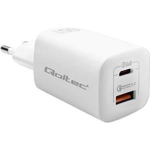 Qoltec 50765 mobile device charger Laptop, Portable gaming console, Power bank, Smartphone, Smartwatch, Tablet White AC Fast charging Indoor