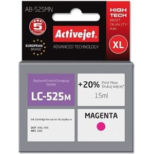 Activejet AB-525MN Ink Cartridge (Replacement for Brother LC525M; Supreme; 15 ml; magenta). Prints 20% more than OEM.