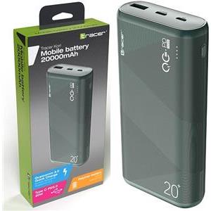 TRACER TRABAT47095 Powerbank External battery 20000 mAh 1x USB-C PD 20W 1x USB QC 3.0 Green