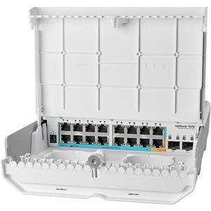 MikroTik outdoor 18 port switch with 15 reverse PoE ports and SFP