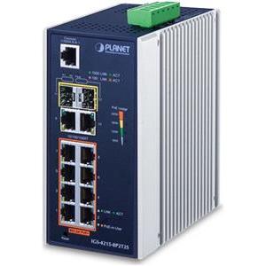 Planet Industrial 12-Port PoE Switch (8x GbE 802.3at PoE 2x GbE 2x 1G SFP Managed Switch