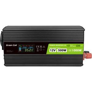 Green Cell Power Inverter LCD voltage converter 12V 500W/1000W Car converter with display - pure sine