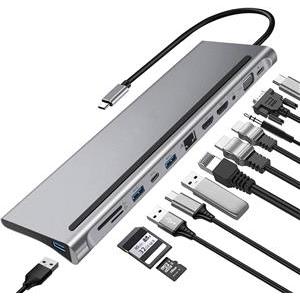 MANHATTAN 12-in1 docking station 3xHDMI 4xUSB USB-C DP RJ45