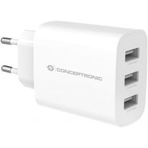 CONCEPTRONIC punjač 3Port 30W, USB-A bijeli