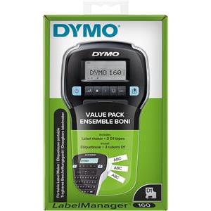 DYMO LabelManager 160 starter set with 3 D1 tapes 12mm Qwerty