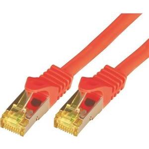 S/FTP 26 AWG, CAT7 Raw Cable, CAT6a Modular plugs, 10 m, Red