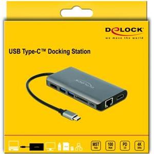 DELOCK USB-C Dockingstation 4K-HDMI/DP/USB3.0/SD/LAN/PD 3.0