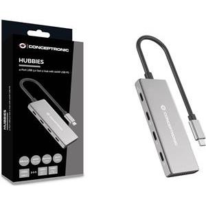 CONCEPTRONIC Dock USB-C->4x USB-C 100WPD o.Netzteil 0.25m gr